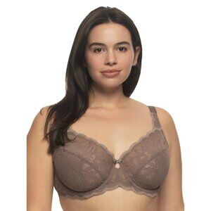 NWOT Paramour by Felina Peridot Unlined Lace Bra Sz 42C Taupe Underwired Lace